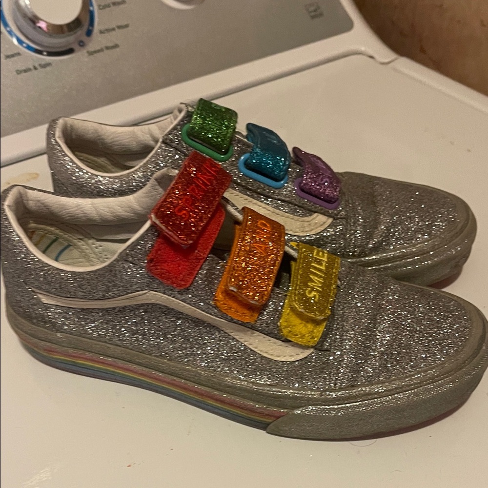 Vans Glitter Silver Sneakers with Colorful Straps